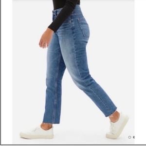 EVERLANE The Crop Cheeky Jean Frayed Hem Medium Wash Stretch Size 33
